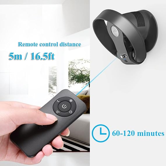 14 Bladeless Fan Wall Mounted Fan/26w/remote Control/Timer/Bladeless Desk Fan/7 Speed/Quiet Cooling Air (Color : Black)