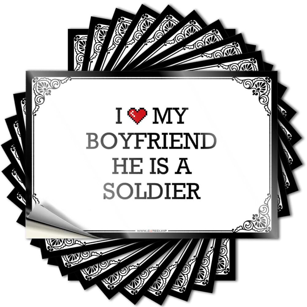 Tattoos Laptop Fire I Love My Boyfriend He is A Soldier for Indoor - Friends Easy Peel Removable(6X9CM)