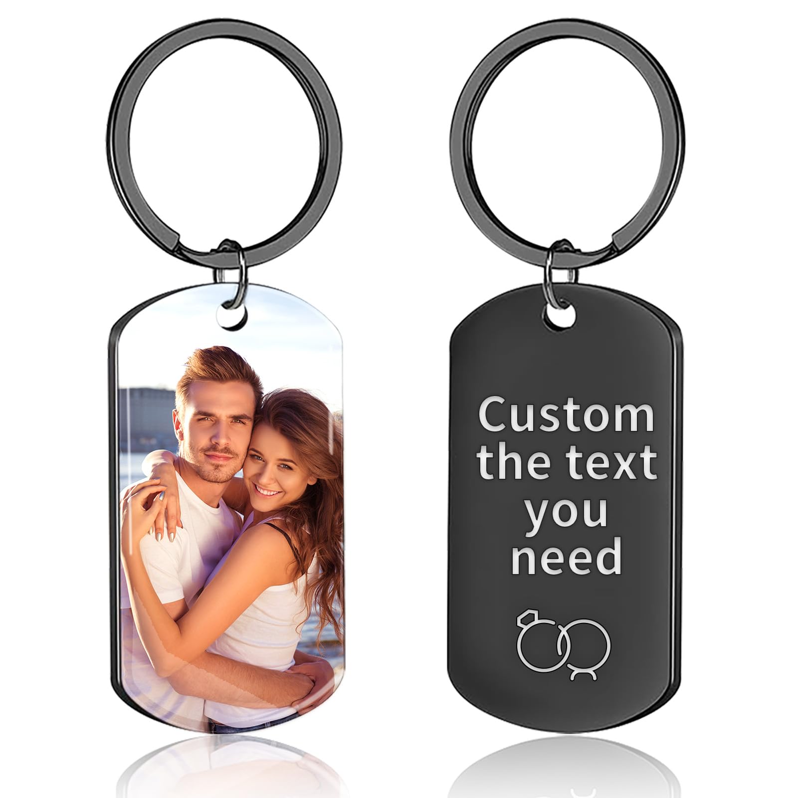 Personalised Double-Sided Photo Keyring-Custom Engraved Keychain with Photo & Text,Thoughtful Gifts for Couples, Parents & Grandparents-Valentine's, Anniversaries, Birthdays&Christmas Keepsake(Color)
