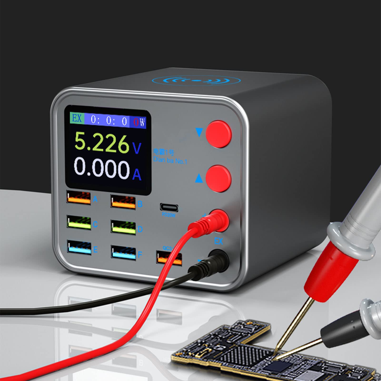 Stazione di Ricarica USB - Hub USB a 8 Porte - CaricatoreWireless - Adattatore di Alimentazione per Telefoni e Tablet
