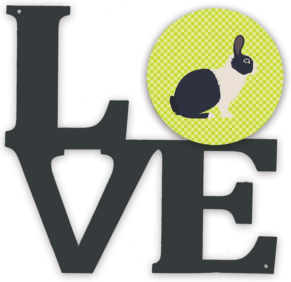 Caroline's Treasures BB7784WALV Dutch Rabbit Green Metal Wall Artwork Love Indoor Outdoor Art Decor Patio, Bathroom, Kitchen Colorful Aluminum and Black Steel Sculpture