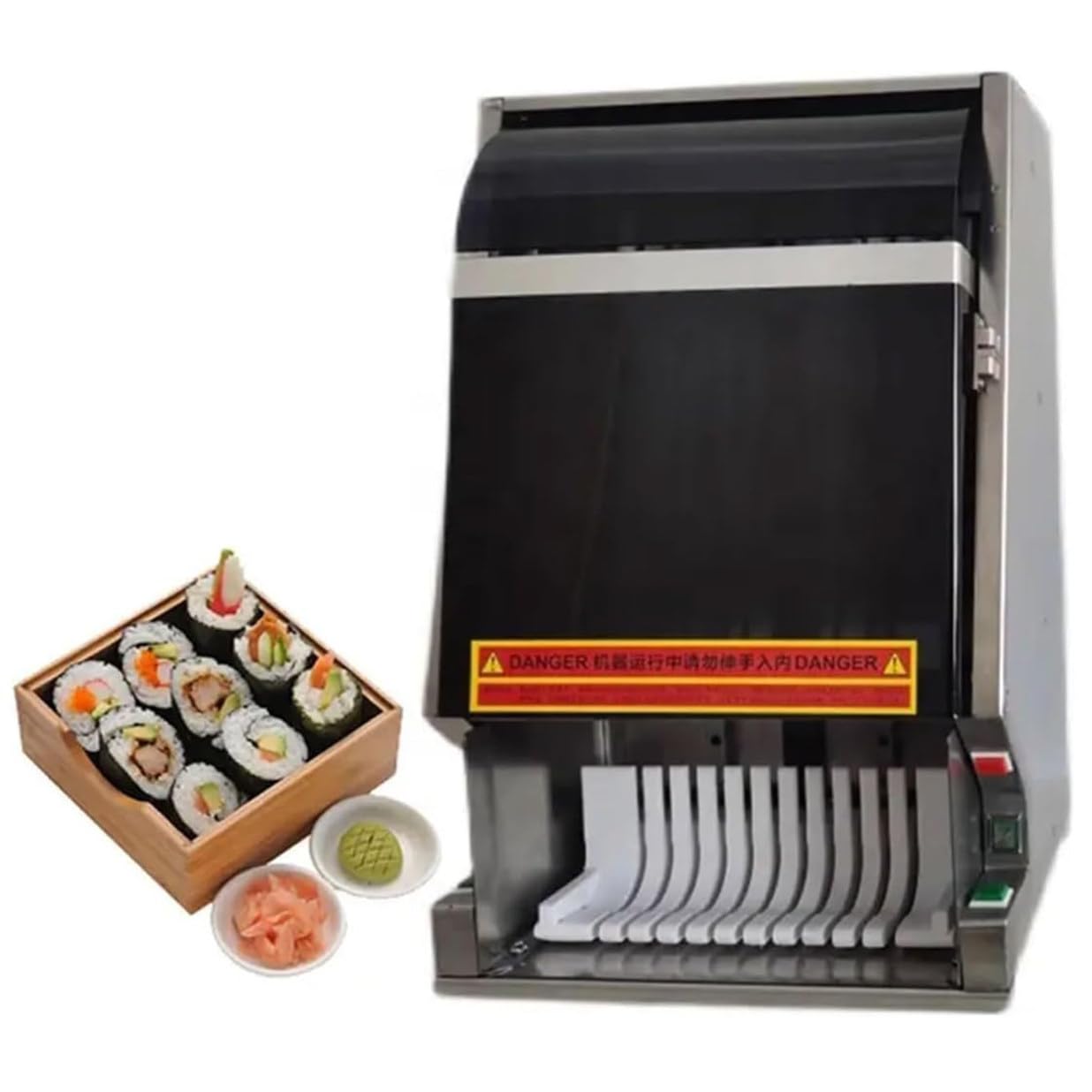 ZTCHSENZT Commercial Automatic Sushi Roll Cutter, Electric Sushi Maker with Multiple Shape Options for Precise Cutting, Stainless Steel Sushi Equipment,12Slices