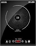 Portable Induction Cooktop, iSiLER 1800W Sensor Touch Electric Induction Cooker Hot Plate with Kids Safety Lock, 6.7" Heating Coil, 18 Power 17 Temperature Setting Countertop Burner with Timer Black