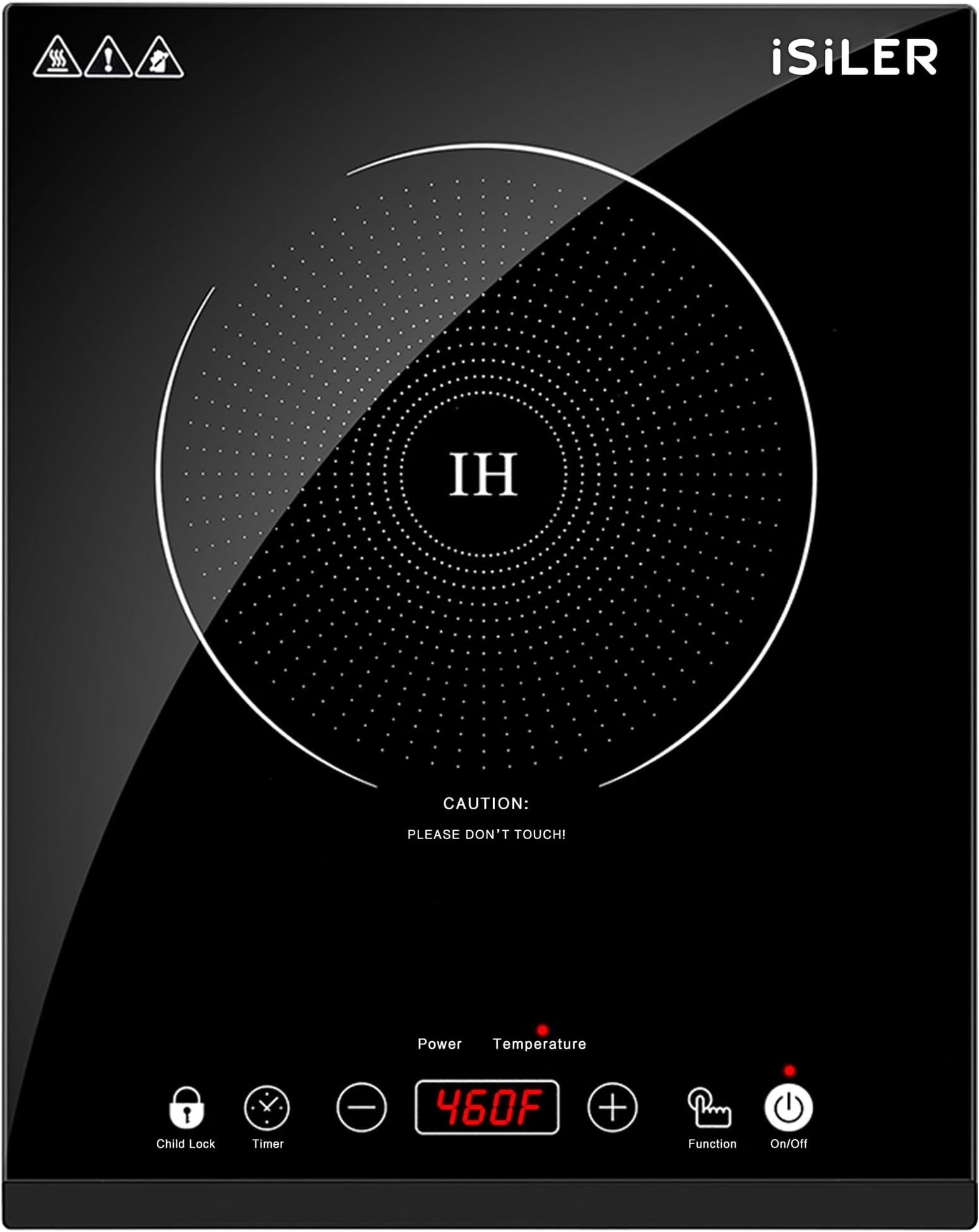 Portable Induction Cooktop, iSiLER 1800W Sensor Touch Electric Induction Cooker Cooktop with Kids Safety Lock, Countertop Burner with Timer, 9 Power Levels Suitable for Iron, Stainless Steel Cookware