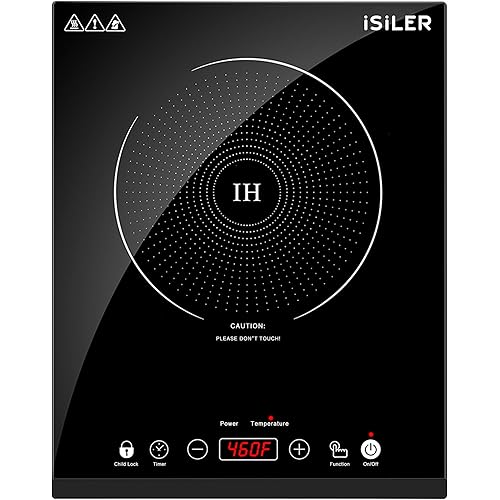Portable Induction Cooktop, iSiLER 1800W Sensor Touch Electric Induction Cooker Cooktop with Kids Safety Lock, Countertop Burner with Timer, 9 Power Levels Suitable for Iron, Stainless Steel Cookware