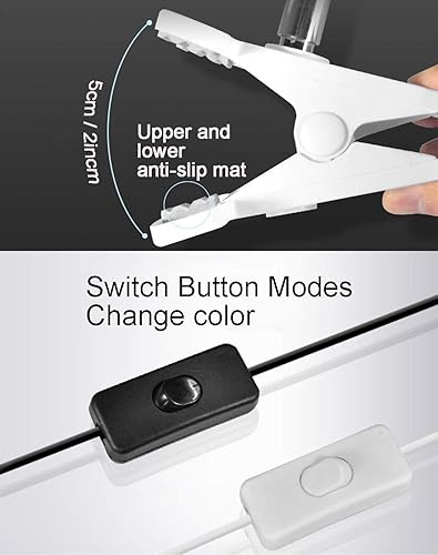 Miniatura 5 de Lámpara de trabajo con abrazadera LED, cabezal giratorio de 360 de 5 W, luz de banco de trabajo ultra brillante, lámpara de escritorio con clip, 3