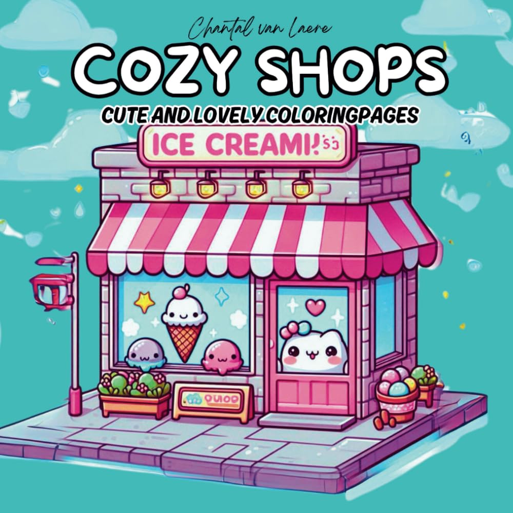 Cozy Shops, Cute and Lovely Coloring Page Book: 40 images to draw (Coze Coloring page Books)