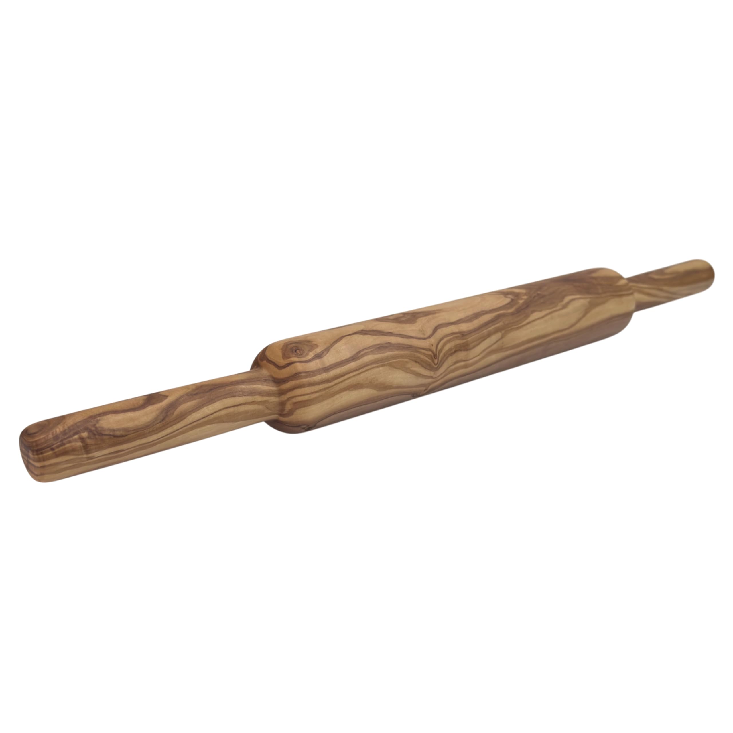 Rouleau à pâtisserie en bois d'olivier « Harmonie » avec poignées 45 cm Ø 4 cm – Rouleau à pâtisserie en bois pour pizza, pâtes, pain et pâtisseries