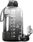 AQUAFIT 2l Water Bottle with Straw - Half Gallon Water Bottle - Motivational Gym Water Bottles 2l - 2 Liter Water Bottle Time Marker - Half Gallon Water Jug 64 oz - Large Water Bottle Gray