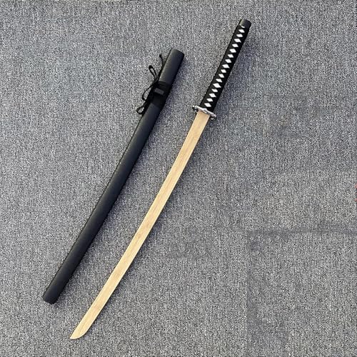 ZHAOMEI Juguete de Espada de Madera de bambú Hecho a Mano, Vaina de Espadas de Madera, Juego de Iaido Katana, Entrenamiento de Kendo de Artes Marciales japonesas, Boken-Black||102CM