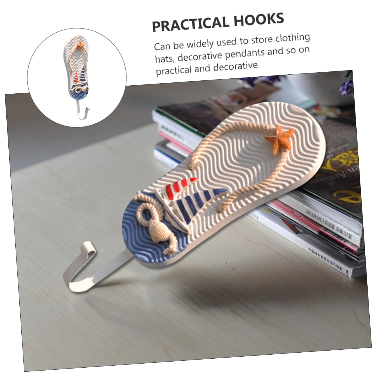 Ganci in Legno Stile Marino a Tema Costiero, Set da 3 Pezzi, Ganci Multifunzione Decorativi per Cappelli e Abbigliamento Atmosfera Estiva Stili multipli