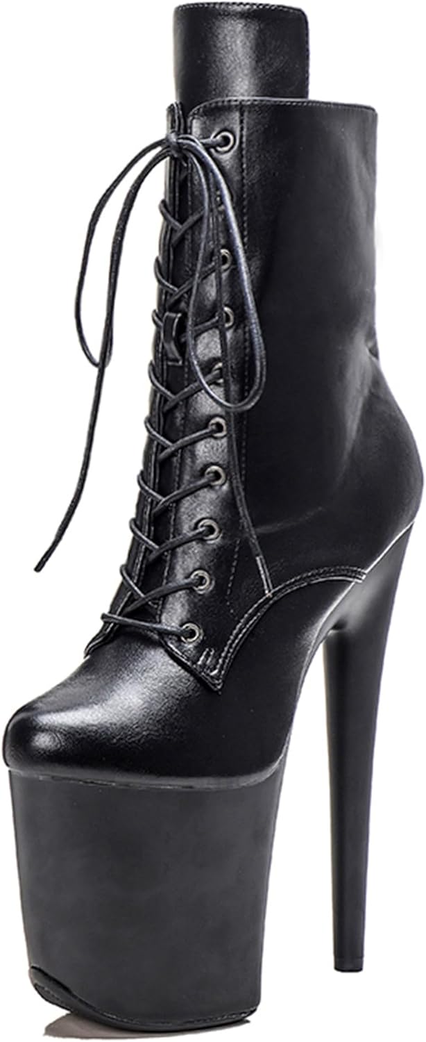 WUXIN H&P 8 Inch Pole Dance Boot Shoes, Exotic Stiletto Platform Heels