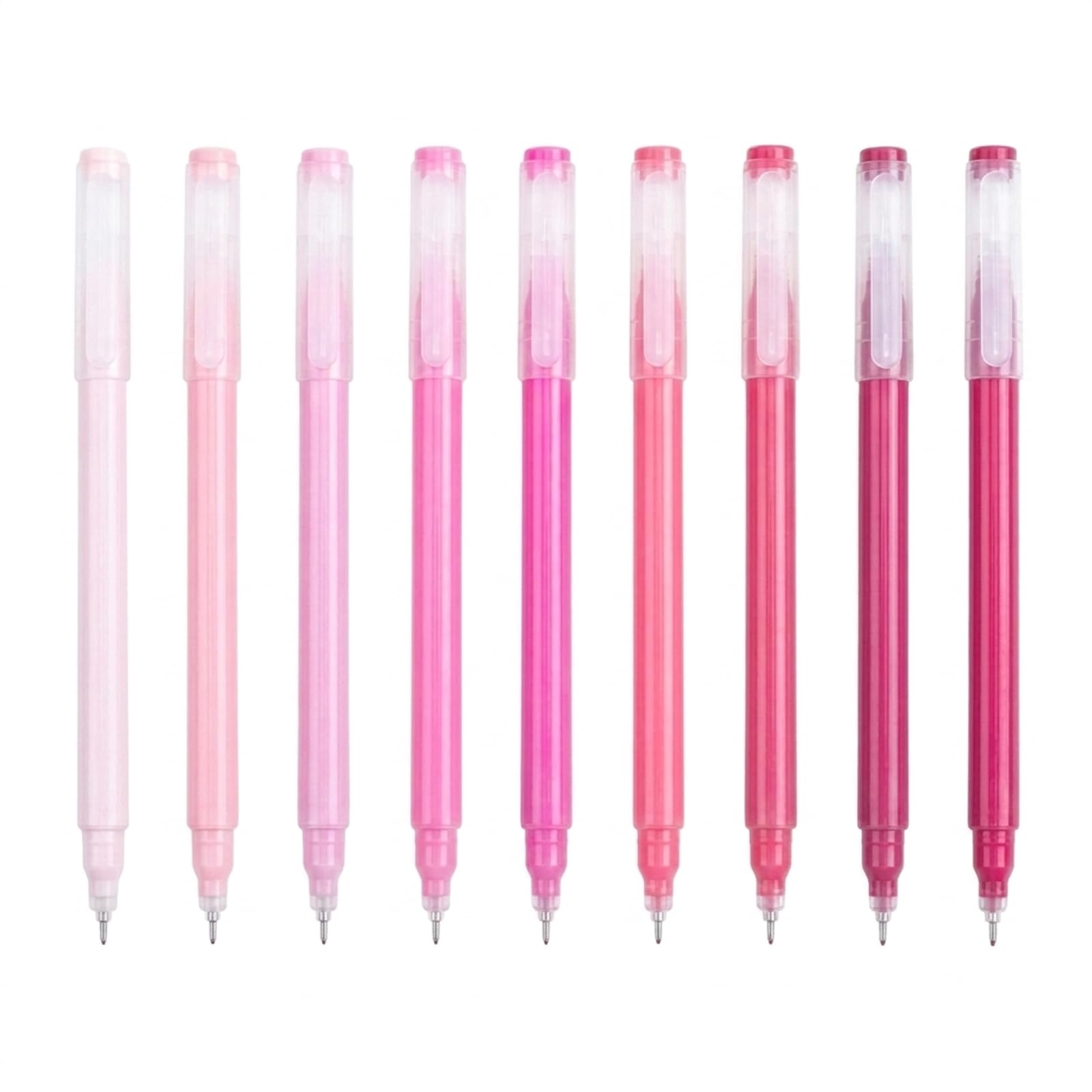 DEFIYEAR 9 Pack Pink Pens, Stationery Gifts for Women, Acrylic Gel Pen, Supplies, Pen Set 0.5mm Medium Tip, Visible Ink Level, 9 Colours Journaling & Office Use