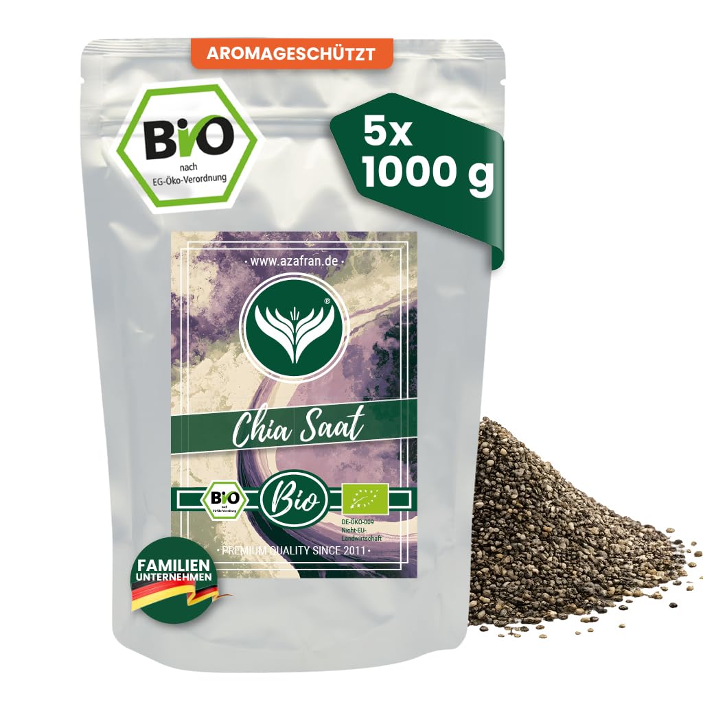 Azafran BIO Chiasamen aus Südamerika, Chia für Pudding, Müsli & Backen 5kg