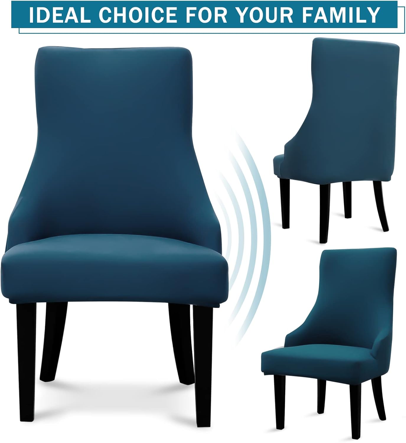 Liykimt Stretch Wingback Side Chair Slipcover-Accent Chair Cover Slipcover with Arm,Washable Upholstered Arm Dining Chair with Nailed Trim Protector for Dining Living Room Set of 2,Peacock Blue