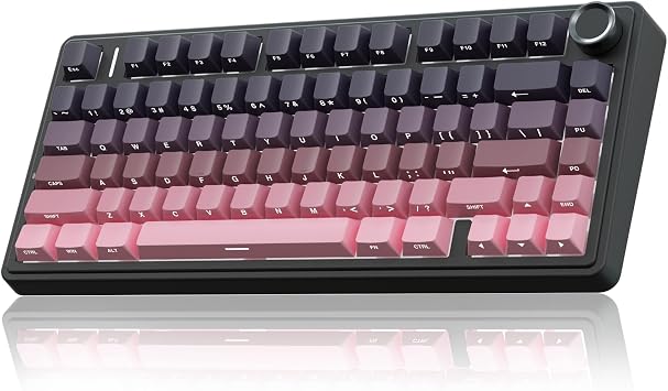 AULA F75 75% Wireless Mechanical Keyboard,2.4Ghz/Type-C/BT5.0 Gaming Keyboards,Advanced Structure,Side Engraved,RGB Backlight,Hot Swappable Custom Keyboard for PC/Mac Black&Pink
