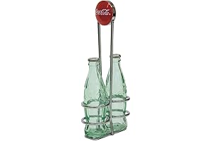 TableCraft Coca-Cola Salt and Pepper Shakers with Chrome Plated Metal Rack
