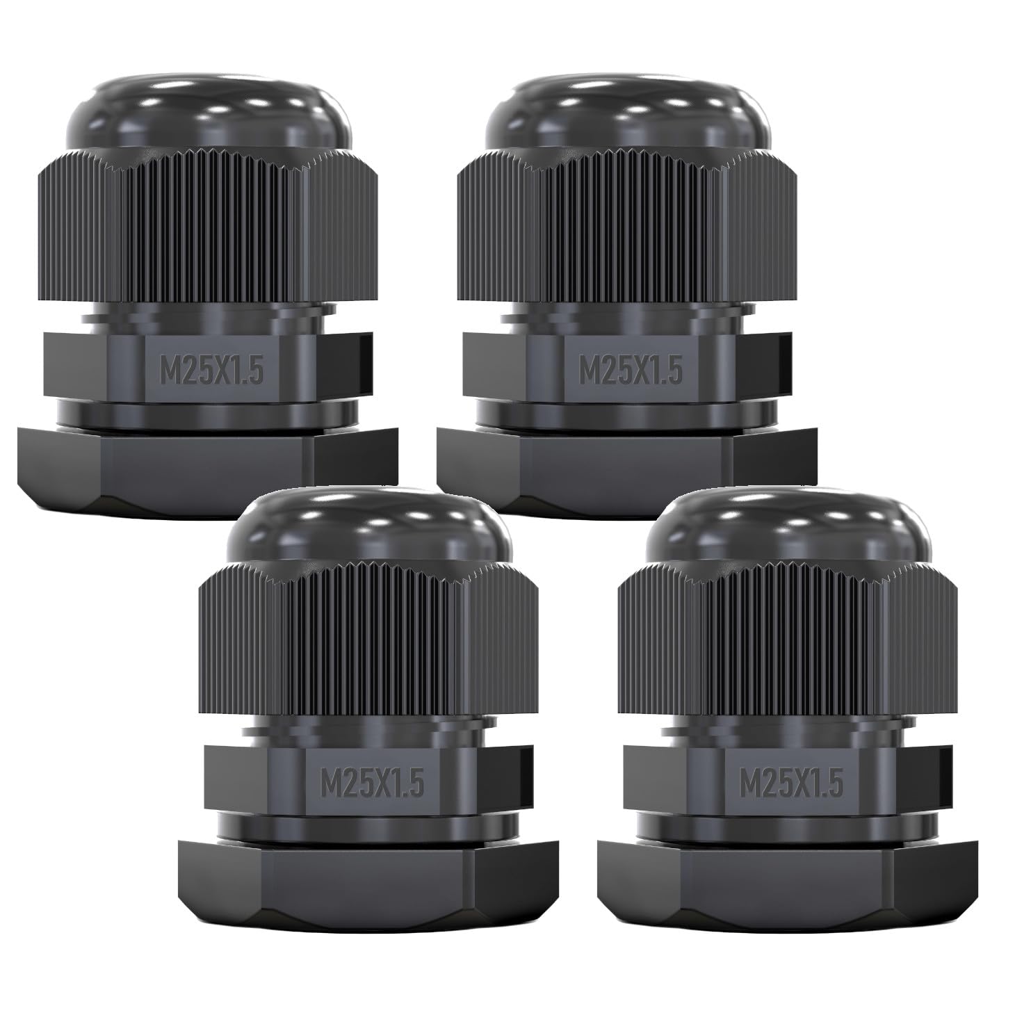 MGI SpeedWare 4-Pack M25 Strain Relief Nylon Cord Grip Cable Glands, Black Plastic Grommet — image 1
