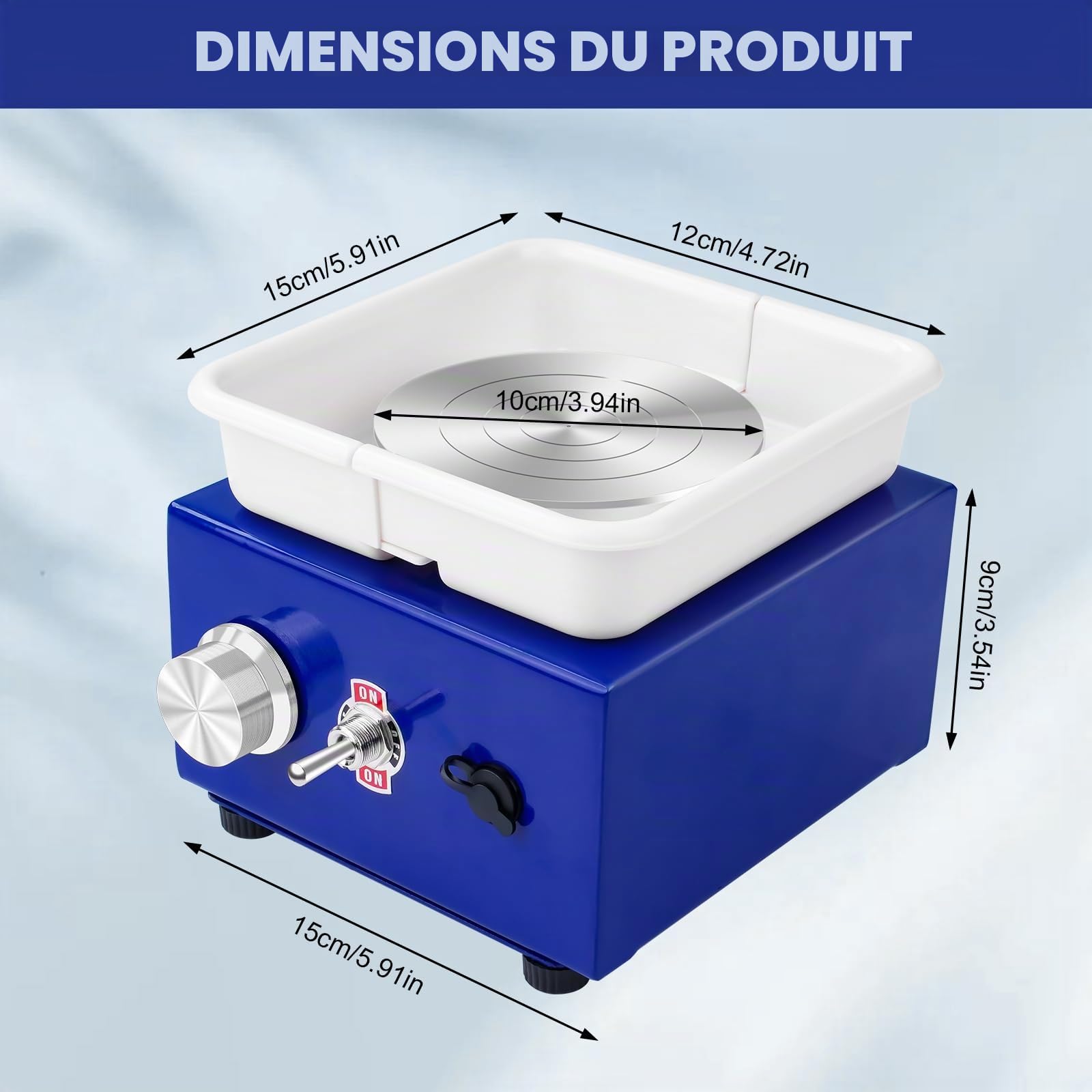 Mini disque de poterie 30 W bleu, disque tournant électrique en céramique avec