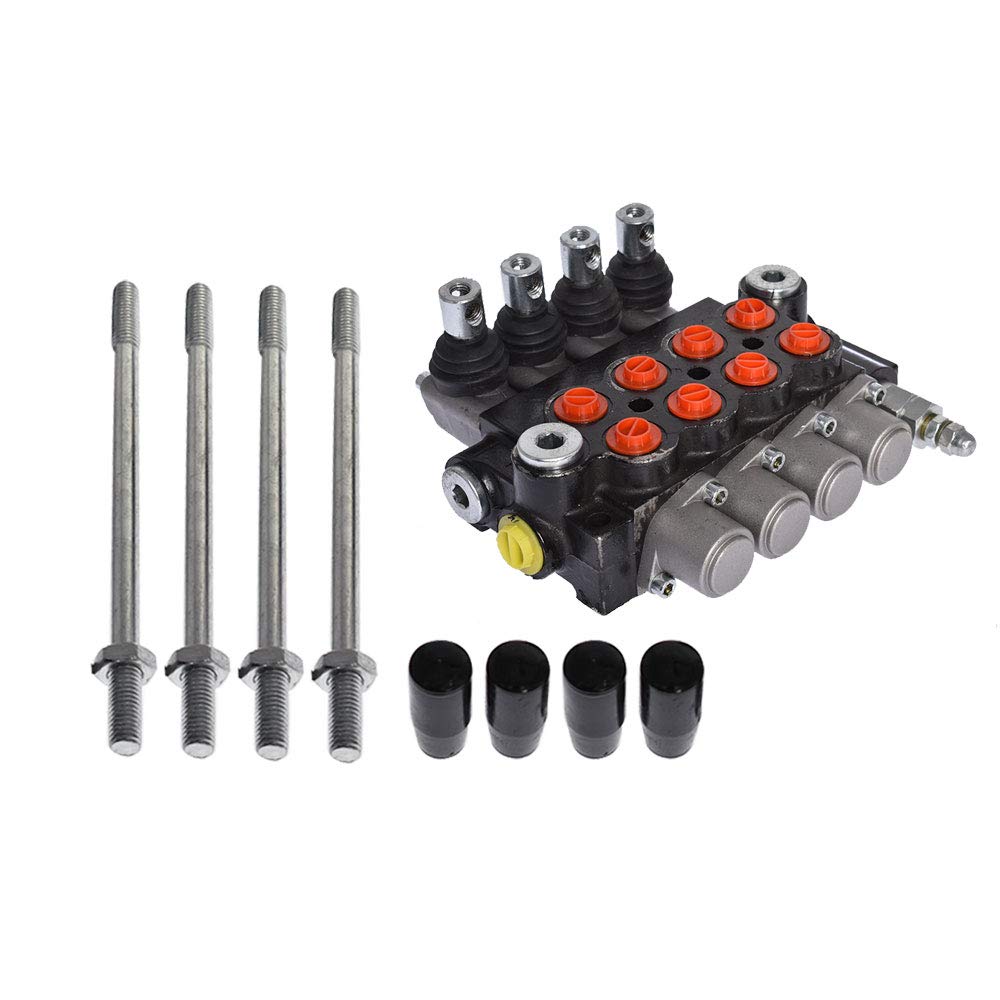 Distributeur hydraulique à Double Effet, 4 tiroirs, 11 GPM, 3625 PSI, Ports SAE, pour Petits tracteurs, tracteurs, chargeuses et fendeuses de bûches.