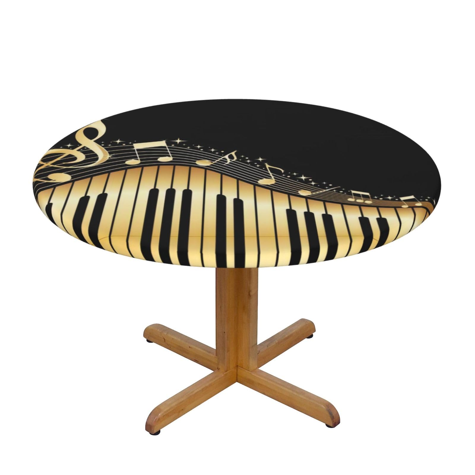 ZQYTGFDC Novel Music Note M Decorative Round Tablecloth Waterproof Anti Stain Oil Proof Size for 40 50 inch