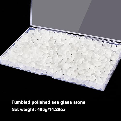 Miniatura 3 de QEQEKAKA Piedras de vidrio marino para manualidades de aproximadamente 1 libra (14.29 oz14.28 onzas), piedras preciosas de vidrio blanco a granel