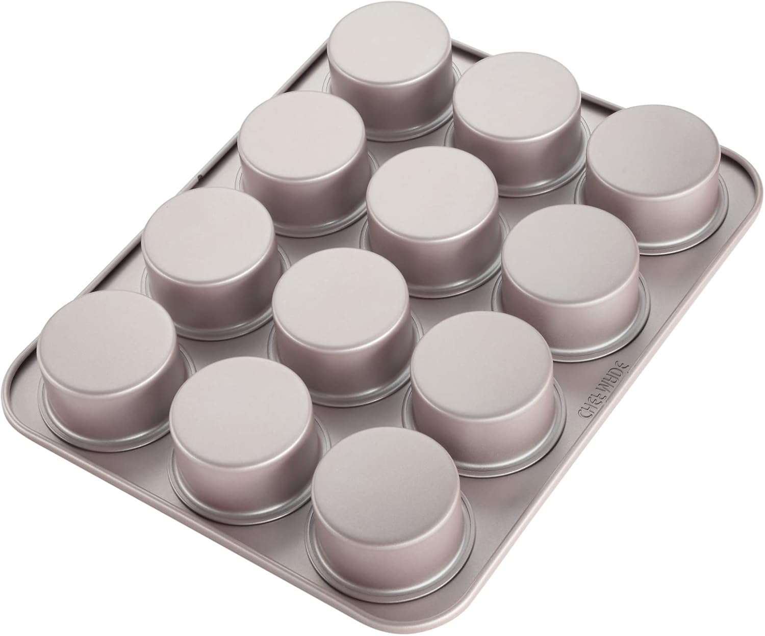 CHEFMADE Muffin Cake Pan, 12-Cavity Non-Stick Bristish Cupcake Pan Bakeware for Oven Baking (Champagne Gold)