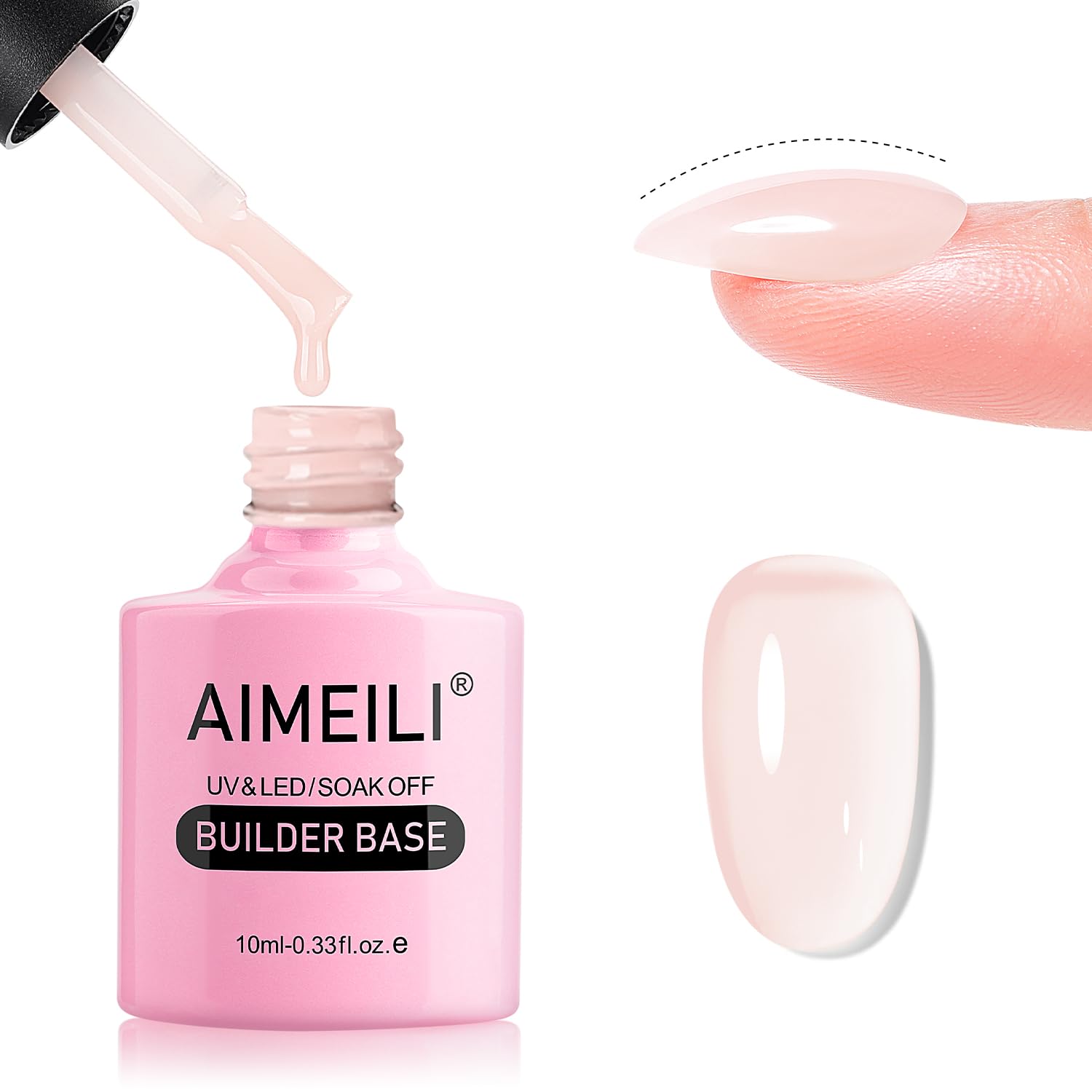 AIMEILI Hema Free 5 in 1 Builder Base Gel Polish, Cruelty Free, Vegan, Strengthener Gel Translucent Nail Art Manicure for Women 10ML-150