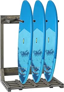 MyGift 4-Ft Vintage Gray Freestanding Vertical Surfboard Storage Rack- Holds up to 4 Boards