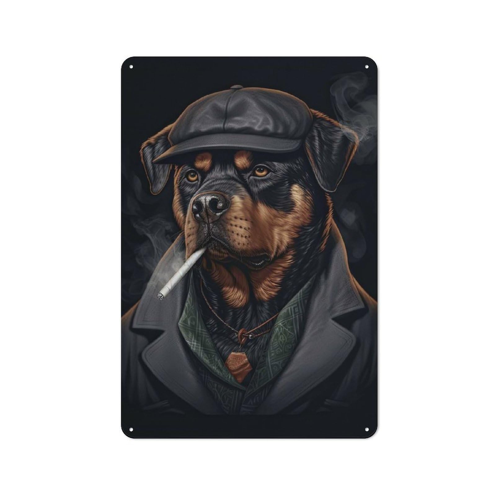 Junmoney Style-12 Simple Retro Rottweiler Gangster Suit Metal Wall Plaque 30X20cm, Creative Space Decor For Office, Study, Studio Or Hallway