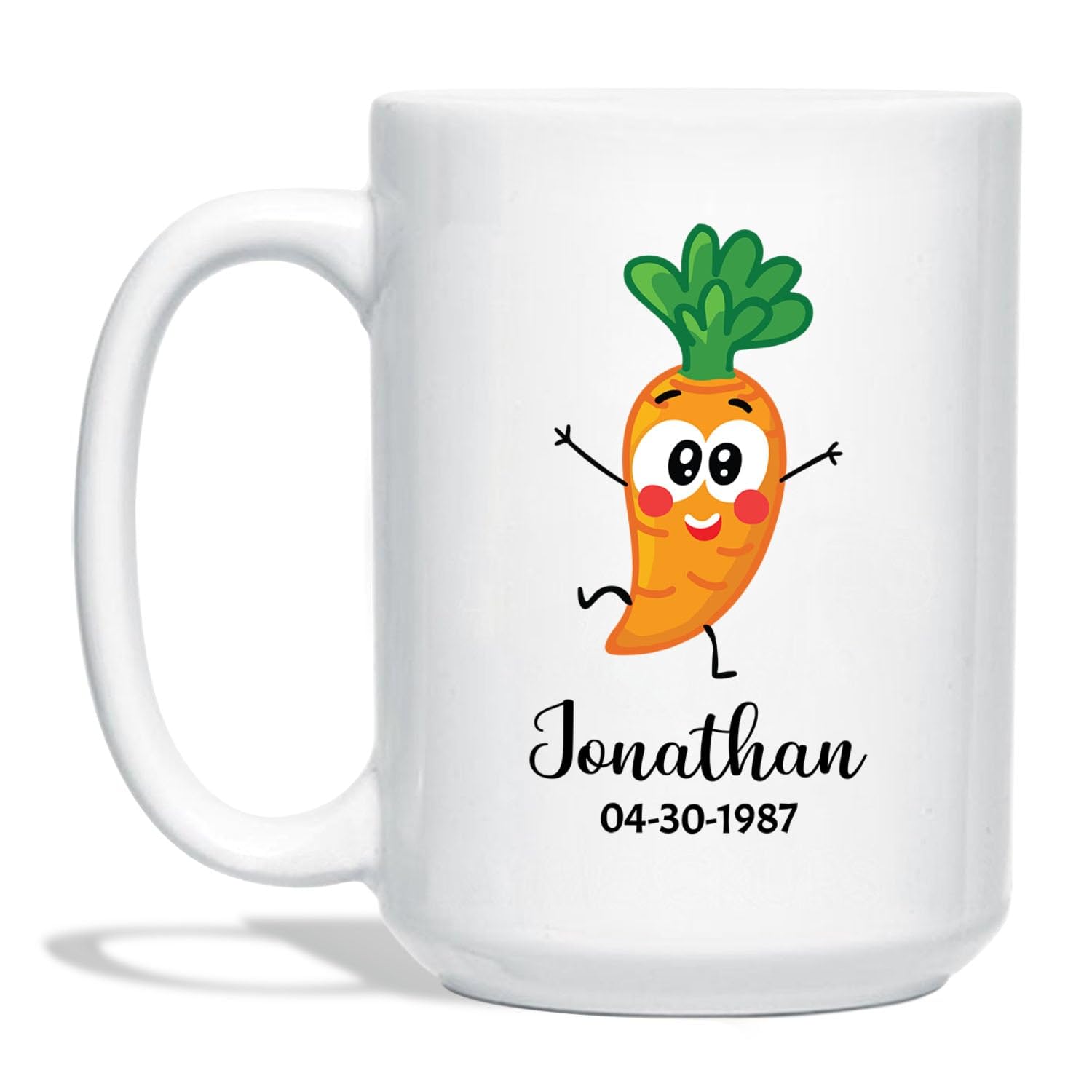 Personalized Carrot Coffee Mug Cup Gift With Carrot Vegetable Lover Name, Custom Carrot Cartoon Coffee Cup 11 15Oz, Cute Carrot White Ceramic Mug