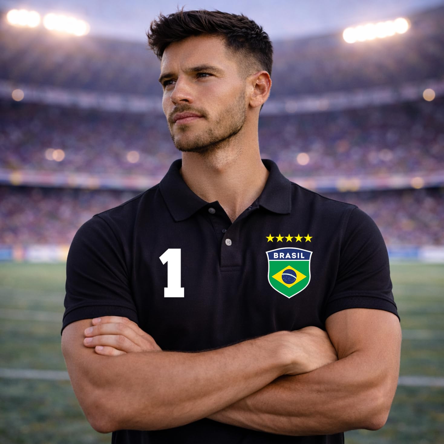 Polo da Uomo in Cotone | Maglietta Personalizzata con Il Tuo Nome e Numero | Maglia Brasile Calcio 2026