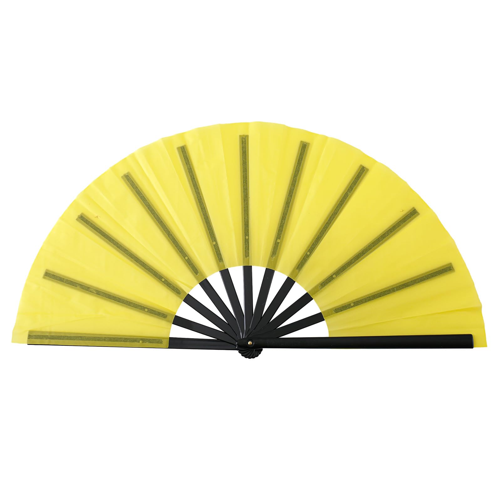 Tfaoys Yellow 10Inch Kungfu Folding Handheld Fan With Black Bone Color Hand Fan For Cultural Displays And Celebration Supplies Kungfu
