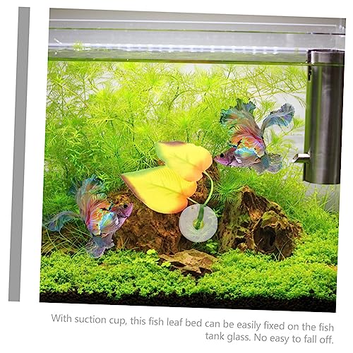 CORHAD 2 Pcs Betta Fish Hammock Leaf Bed with Cup Natural Aquarium Decoration for Betta Fish Habitat Tank Ornaments for Resting and Spawning and Lightweight Design - Image 4
