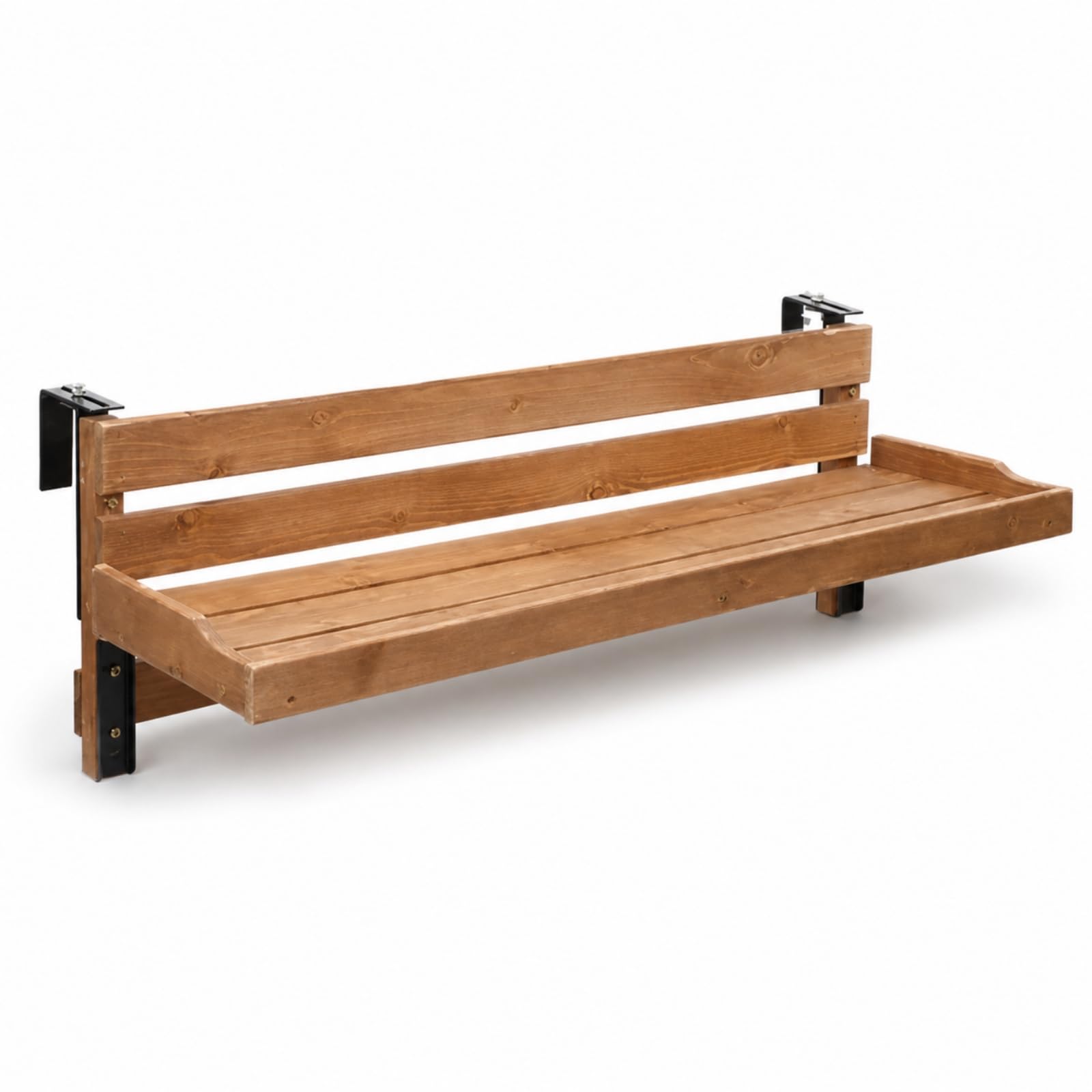 Tavolo Sospeso da Ringhiera Compatto Mensola da Balcone con Staffe Durevole per Terrazzo, 90cm, Legno Naturale