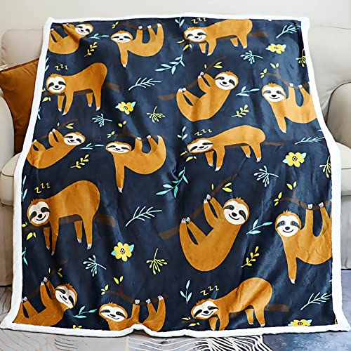Zevrez Sloth Blanket Cute Sloth Gifts For Adults Kids Sloths Lovers Gifts Soft Lightweight Flannel Fleece Throw Blanket With Sloths (Sloth 3, 48"X60") #TOP6