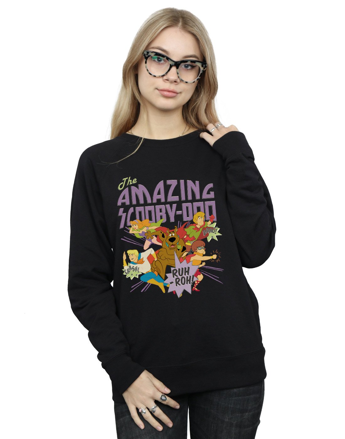 Absolute Cult Women's Black Scooby Doo The Amazing Scooby Sweatshirt Small
