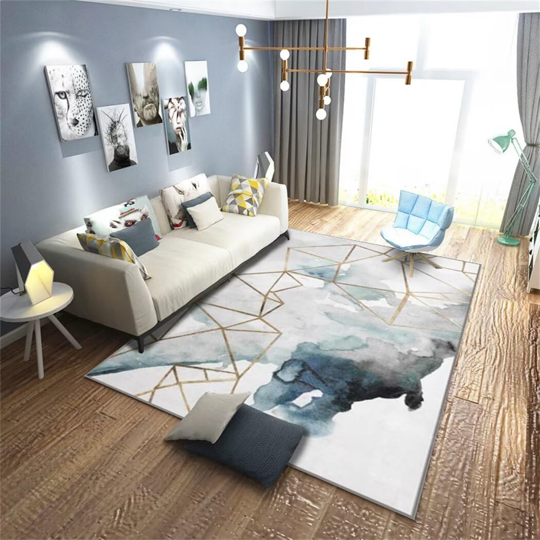 Tapis de cuisine déco moderne lavable 50x80cm gris bleu antidérapant