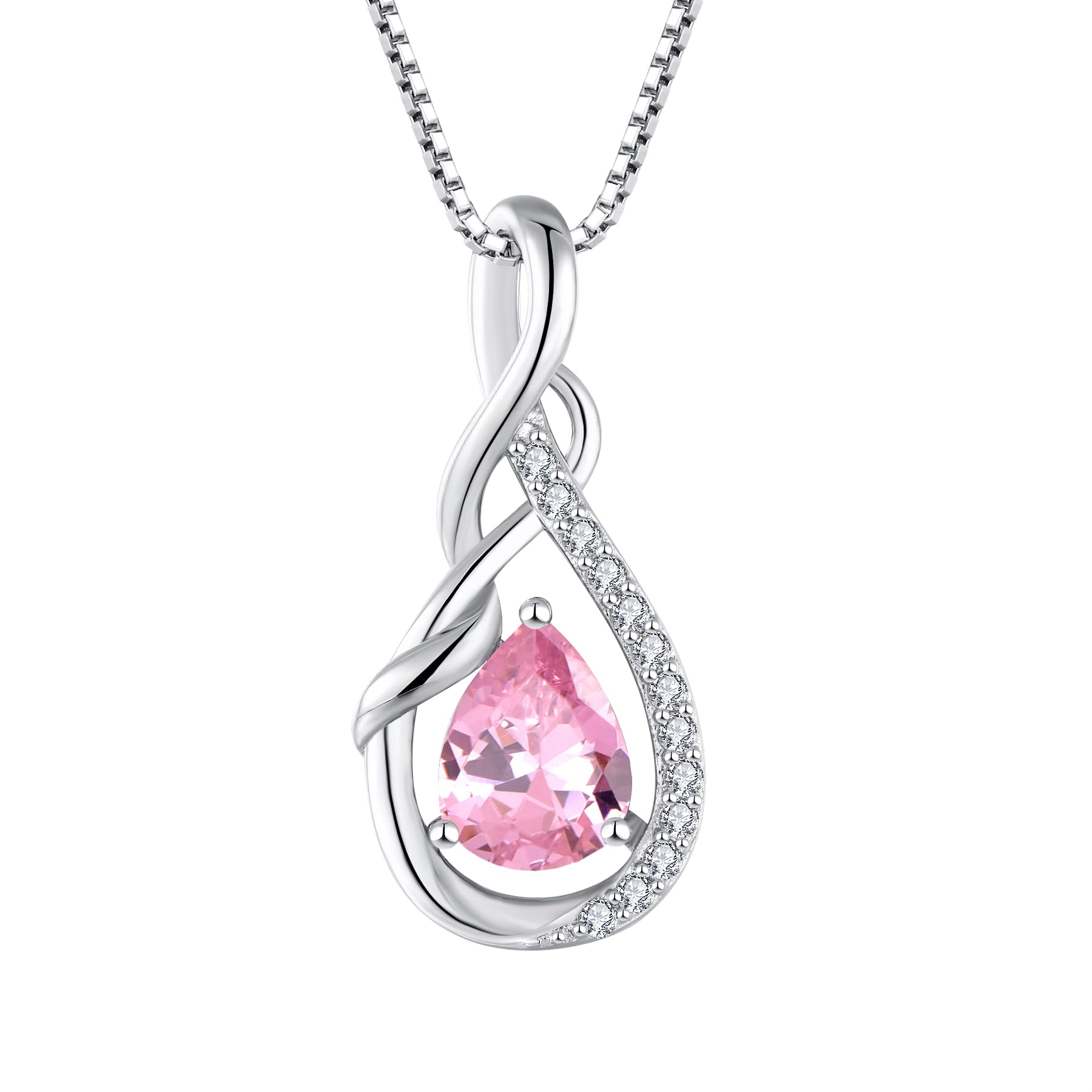 starchenie Collar Mujer Infinito Plata de Ley 925 con Zirconia Cúbica Piedra de Nacimiento Regalo para Mamá Novia