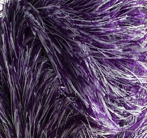 Image of Eyelash Fun Fur Yarn Premium 100% Polyester 164 Yds (150 Mt), 3.53 Oz (100 Gr) Colorful Crochet Yarn Dıy Hand Knitting (White Purple, 3 Skein)