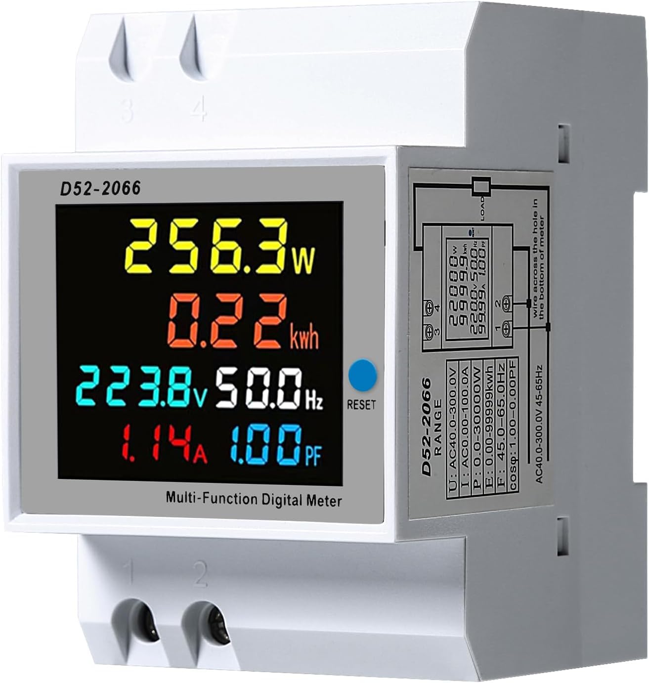 NALACAL Electric Meter, Electric Meter Reader, Single Phase Energy Meter Current Voltage Power KWH Meter 6 in 1 AC 40-300V SDM009 Digital Energy Meter with LCD Display, Power Consumption Monitor