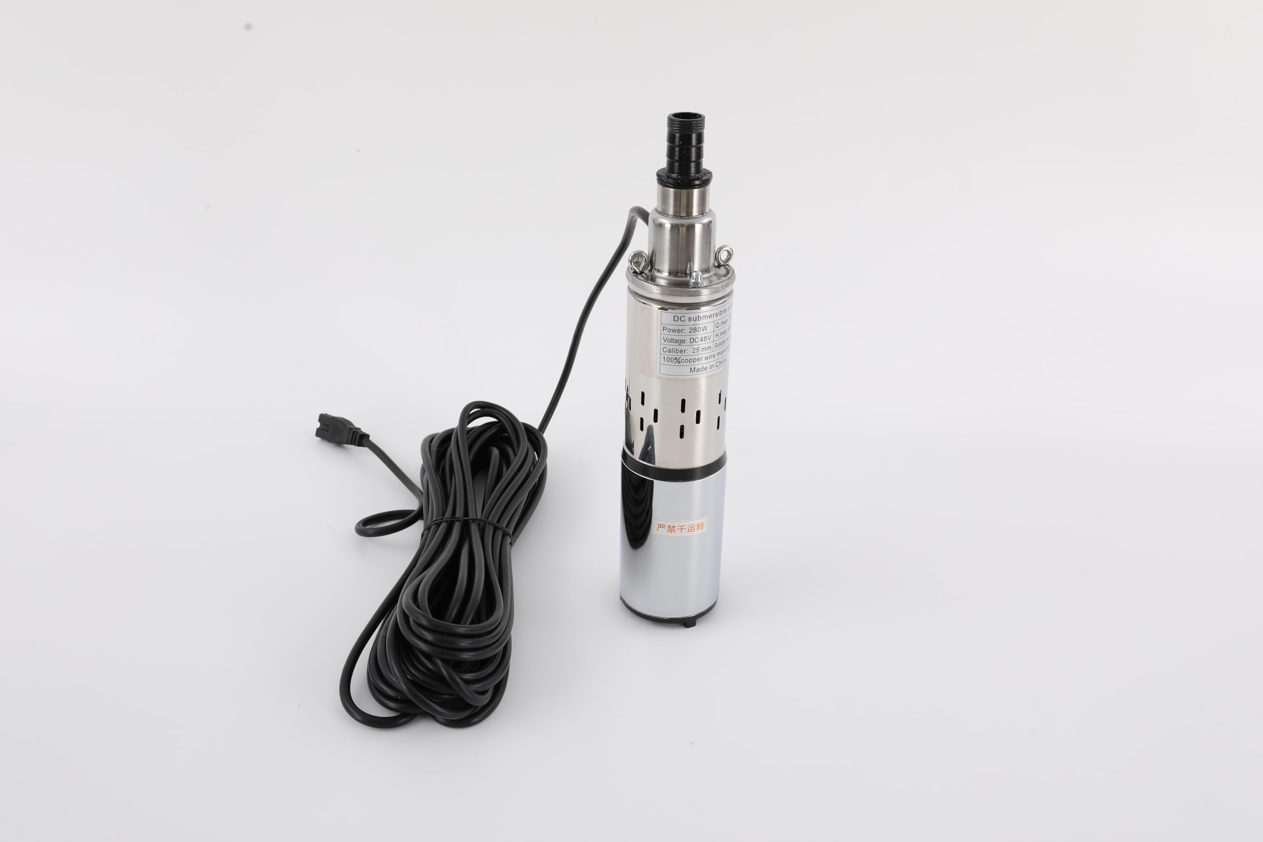 Bomba para pozos profundos, 8 cm, CC 48 V, 280 W, bomba sumergible de 16 L/min, altura máxima de extracción de 60 m, bomba de agua para riego, suministro de agua y drenaje