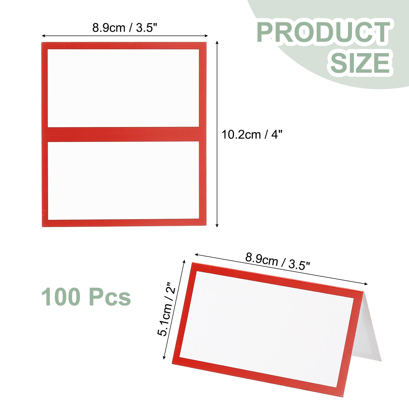 PATIKIL 100Pcs Table Place Cards, 3.5 x 2 Inches Blank Name Place Cards for Table Setting Wedding Reception Buffet Red - Image 2
