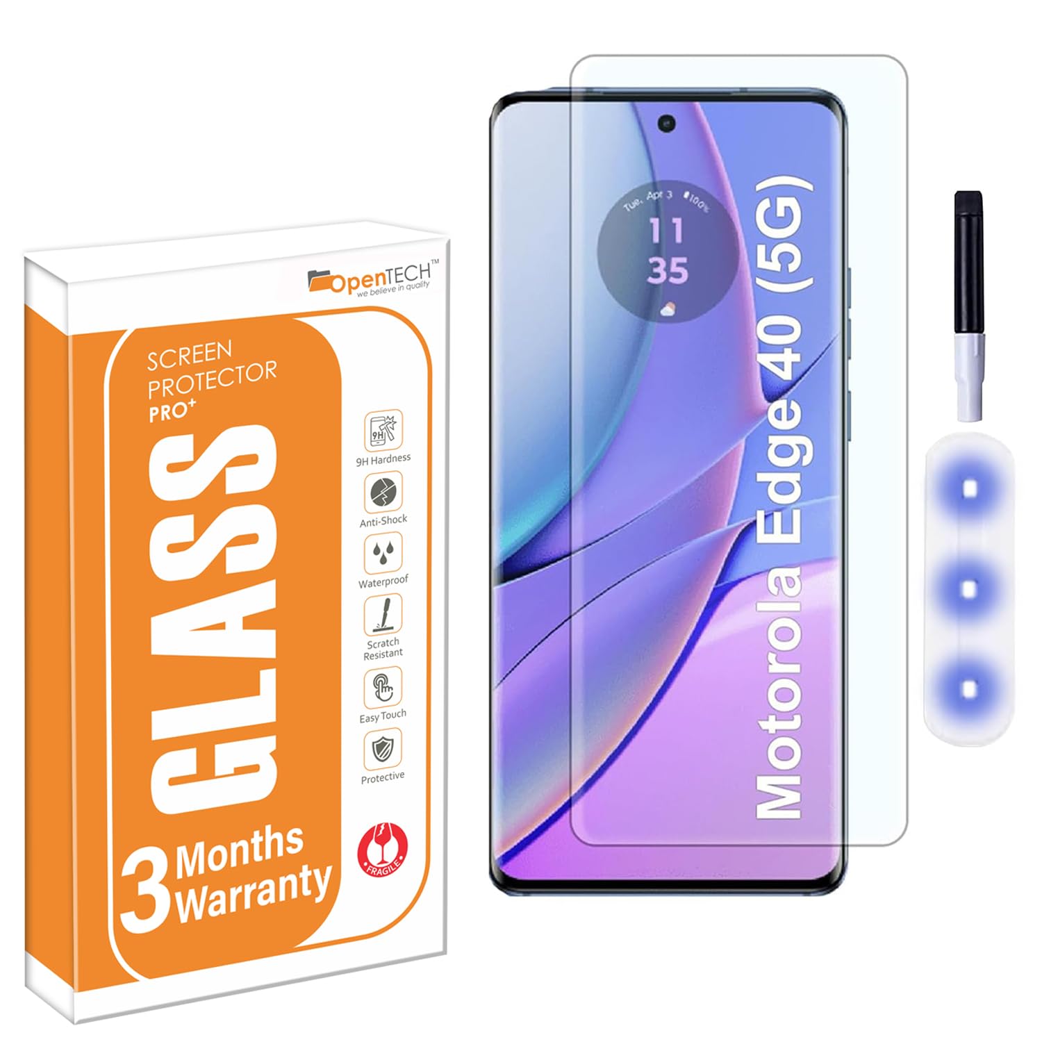 OpenTech® UV Tempered Glass Screen Protector Compatible For Motorola Edge 40 5G / Motorola Edge 40 Neo Curved Edge To Edge Coverage And Easy Installation Kit