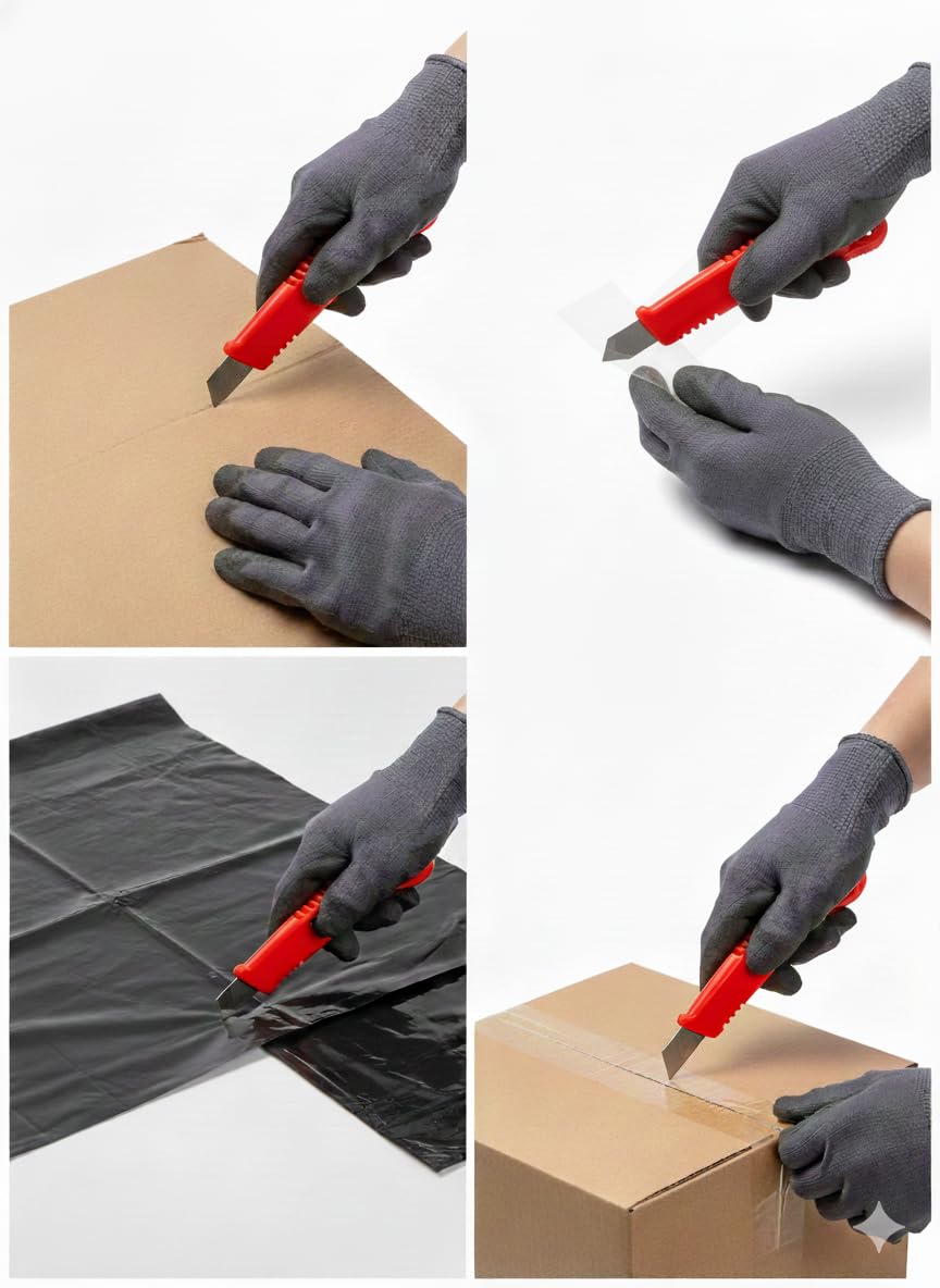 AMMK POWER TOOLS Utility Knife - Retractable Box Cutter with 18mm Wide Sharp Blade | Smooth Auto-Lock Mechanism for Cutting Cartons, Cardboard & Boxes | Perfect for Office & Home Use 4