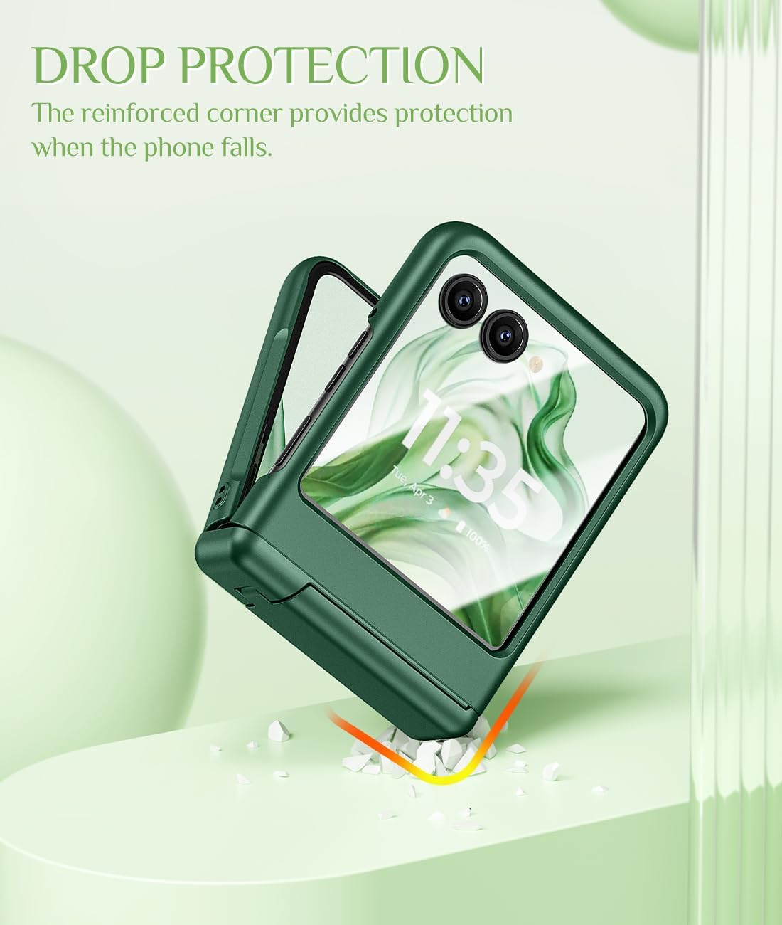 Caka for Motorola Razr 2024/2025 Case [Kickstand] [Hinge Protection], for Moto Razr 2024/2025 Case with Slim Full Body Shockproof Phone, Green