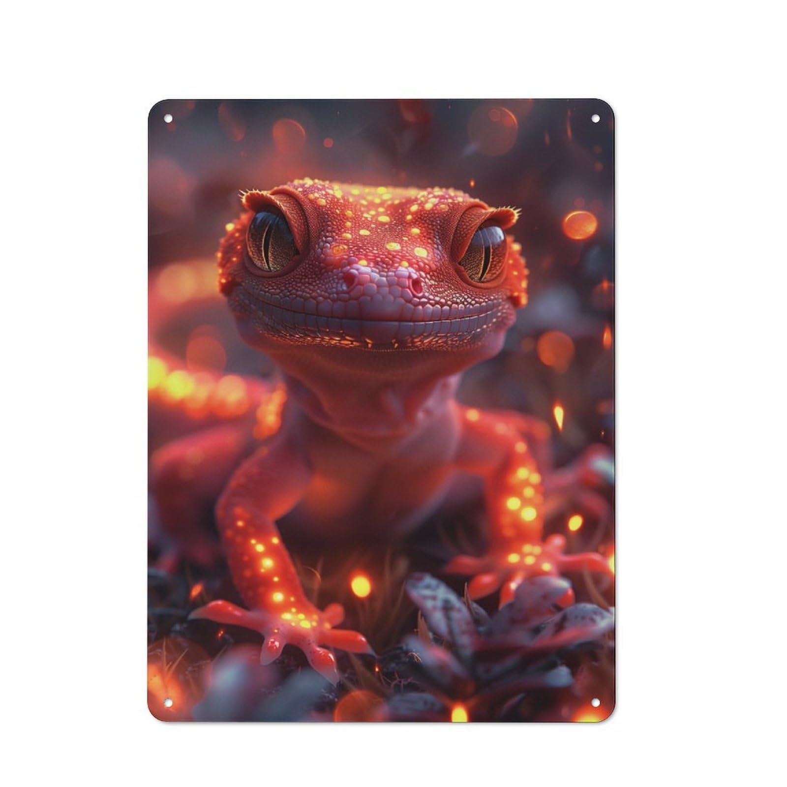 Leopard Gecko Animal Metal Wall Plaque for Halloween Party Room, Bar, Hallway Or Kitchen, Seasonal Gift for Friends And Spooky Decor Lovers, 40x30cm