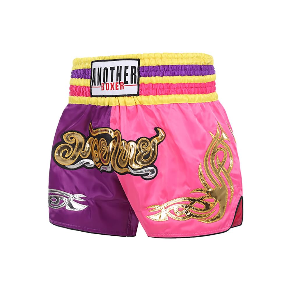 Muay Thai Shorts Kickboxing Shorts Gym Boxing Unisex MMA Shorts Training Workout Trunks, Color-p, Small