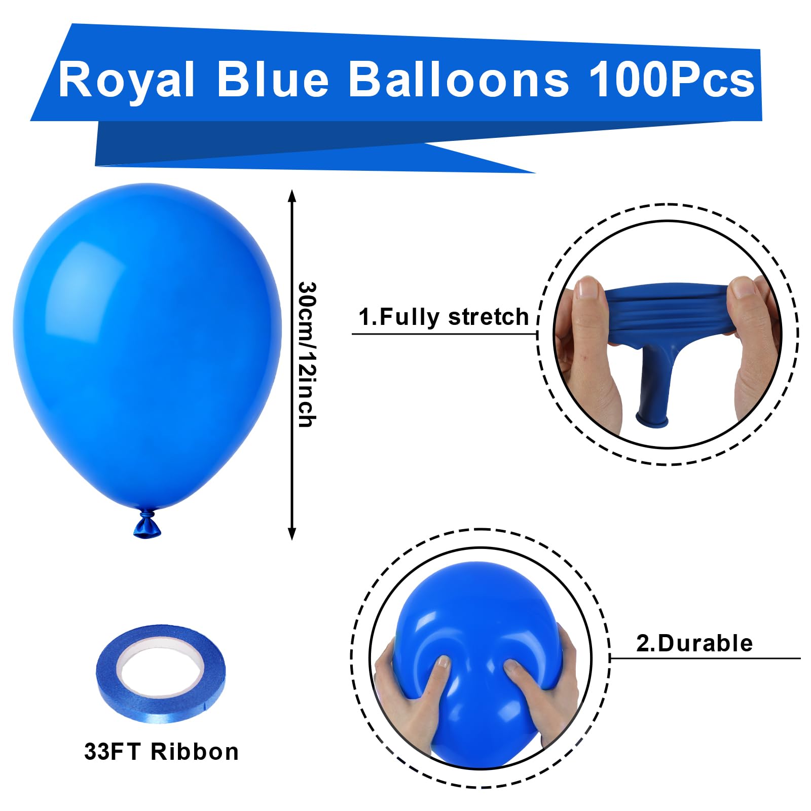 QIFU Royal Blue Balloons 100 Pack - Image 2