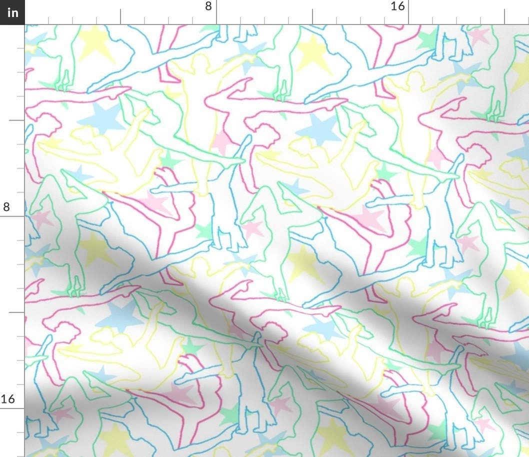 Spoonflower Fabric - Sports Games Gymnastics Gymnast Star Printed on Cotton Poplin Fabric by The Yard - Sewing Shirting Quilting Dresses Apparel Crafts